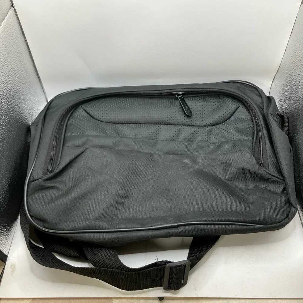 Protégé Bag Messenger Black Adjustable‎ Strap Zippered Pockets Perforated Modern